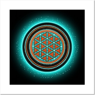 Flower of Life Symbol Mandala. Sacred Geometry. Posters and Art